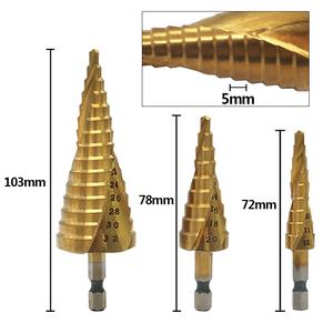 Spiral groove Step <b>Bit</b> Set 4-32/4-20/4-12mm <b>Titanium</b> Plated Hexagon Shank Reamer - Product Image 6