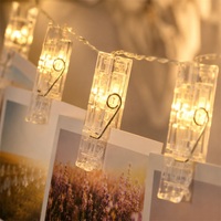 Guirlande lumineuse LED multicolore à piles avec 10 pinces, indice IP44, en plastique, 8 modes, pour chambre, fête et décoration cadeau