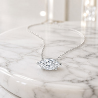 Collier pendentif en moissanite taille marquise horizontale 3 carats, serti à six griffes, en argent sterling S925, bijou unique et remarquable