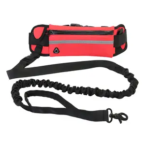 Scarlet Burgundy red ports zipper waist pack traction safety explosion-proof punch outdoor running dog rope leash leadn nylon