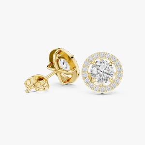 <b>Top</b> Selling Round Diamond Halo Stud <b>Earrings</b> for Women Luxury Bridal Jewelry for Wedding and Engagement Wear Available For Sale - Product Image 2