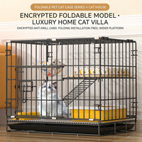 Cage pour chat à double étage, pliable, simple, écologique, durable, grande taille, maison pour chat d'intérieur avec rangement pratique