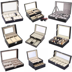 Eco Friendly PU Leather <b>Watch</b> Organizer Box 10 Slots Display <b>Case</b> With Lockable Clear Window For Gift - Product Image 4