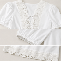 Robe mini décontractée d'été sans manches, coupe ajustée, en dentelle blanche, à fleurs, style A-line