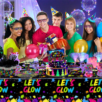 Lets Glow Party Nappe d'anniversaire fluorescente Enfants Adulte Fête Thème Décoration Jetable Imperméable PE Couverture de table lumineuse