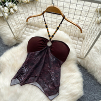 Damen Sommer Neckholder Crop Top Bedruckter Stufenrock Set Boho Urlaub Zweiteiler Outfit