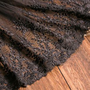 Kustom mewah Jacquard Mesh katun Tulle tekstil renda Trim merah muda bunga bordir kain renda pemangkasan untuk gaun pernikahan