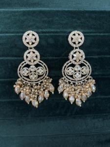 2025 New Collection Stylish Stainless Steel Party Jewelry Sets Pearl Embroidery <b>Jhumka</b> Bindi Traditional Wedding Wear - Product Image 2