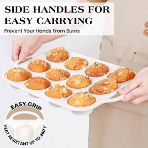 MUYULINS factory 12-cup <b>pan</b>, metal reinforced frame, regular size, with <b>handle</b>, non-stick silicone cake mold - Product Image 3