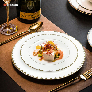 Plato de Cena Redondo Plano de Porcelana Fina, Diseño Nuevo y Único de China 2024, Color Blanco, para Postre o Sopa, para <span class=keywords><strong>Restaurante</strong></span> - Product Image 4