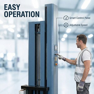 آلة تغليف البالتات الأوتوماتيكية ذات الذراع الدوار، آلة تغليف صناعية مدارية للمستودعات والخدمات اللوجستية لتثبيت الحمولة مع شهادة CE - Product Image 4