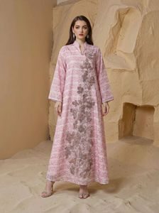 Nouvelle Robe Musulmane en Polyester à Motifs Floraux, Vêtement du Moyen-Orient, Jalabiya à Manches Longues, Longueur <span class=keywords><strong>Cheville</strong></span>, Robe Arabe - Product Image 5