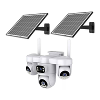 Caméra solaire NotaTrust 8MP AOV 4G à quatre écrans, 3 PTZ, CCTV solaire, batterie 12000mAh, surveillance sans fil, protection de sécurité, caméra solaire