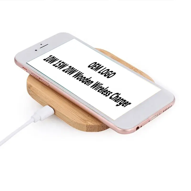 Custom Cheap Multi Device Smartphone Pad Logo Bamboo Wood Branded Engraved Desk Cell Phone Wireless Charger Wooden Top Organizer