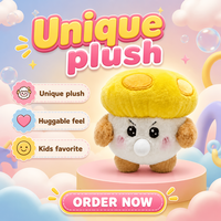 Peluche personnalisée en forme de champignon, jouet en peluche doux OEM avec visage brodé, fabricant à faible MOQ