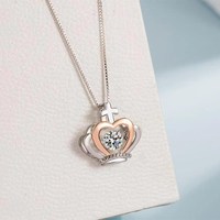 Collier pendentif cœur infini, diamant rond, zircone cubique, collier pendentif amour