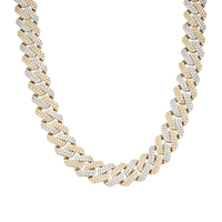 Miami cubain 12MM deux tons lien gourmette chaîne colliers passer diamant Test stylo VVS Moissanite élégant 12mm plat collier