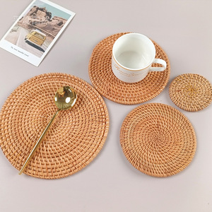 Mantel Individual <span class=keywords><strong>de</strong></span> ratán <span class=keywords><strong>de</strong></span> otoño hecho a mano para <span class=keywords><strong>Amazon</strong></span>, alfombrilla <span class=keywords><strong>de</strong></span> taza <span class=keywords><strong>de</strong></span> té con aislamiento térmico antiescaldado para mesa <span class=keywords><strong>de</strong></span> té y olla para el hogar - Product Image 2