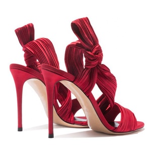 Nouvelles Sandales à Talons Hauts Rouges Taille 43 pour Femmes, avec Grand Nœud, en Satin, Talon Fin, Stiletto, Bout Ouvert, Talons de 11 cm, Escarpins d'Été - Product Image 4