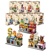 9 Styles de Blocs de Construction Miniatures de Vues Urbaines, Modèles de Magasins de Ville (Café, Burger, Animalerie), Jouet Éducatif DIY pour Enfants