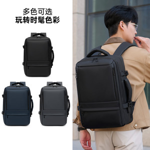 Men's Business <b>Laptop</b> <b>Backpack</b> Large Capacity Expandable Waterproof With Usb Port Solid Color For Travel And <b>Work</b> - Product Image 1
