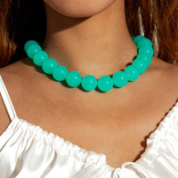 Collier ras du cou tendance pour femme, perles en acrylique brillantes de 20 mm, grosses perles de couleur bonbon, style hawaïen, sexy, cadeau