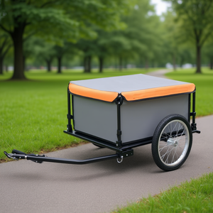 Remorque de vélo orange et grise, utilitaire, capacité maximale de charge de 143,3 lb, D0100HHE57X - Product Image 2