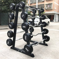 Ensemble d'haltères fixes en caoutchouc pour la musculation, barres droites et incurvées, poids de 10 kg, 15 kg, 20 kg, 25 kg, 30 kg