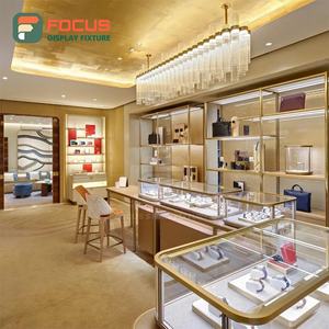 High End LED Light Wooden Jewelry Counter Glass Display Cabinet Luxury Modern Jewelry Shop Interior Design - Product Image 3