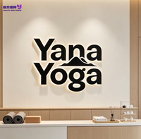 Enseigne murale personnalisée en acrylique et acier inoxydable avec halo lumineux 3D LED, étanche IP65, pour intérieur/extérieur, pour les devantures de magasins et les centres commerciaux