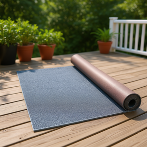 Tapis d'extérieur gris en rouleau 6 pi x 23 pi avec dos antidérapant en TPR, imperméable et facile à nettoyer pour terrasse et patio - Product Image 2