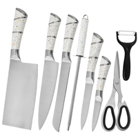 Ensemble d'accessoires de cuisine directement de l'usine, batterie de cuisine antiadhésive 9 pièces, ensemble de couteaux avec manche, ustensiles de cuisson, ensemble de couteaux avec bloc