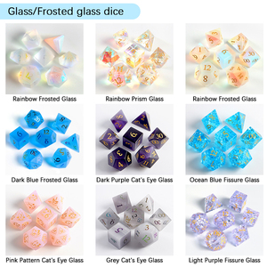 Tùy Chỉnh Dnd <span class=keywords><strong>Dice</strong></span> <span class=keywords><strong>Set</strong></span> D20 Đa Diện Đá Quý Thủy Tinh Handmade <span class=keywords><strong>7</strong></span> Mảnh Kích Thước RPG Cạnh Sắc Nét Hộp Logo Cho Dungeons Dragons - Product Image 2