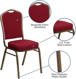 Silla de banquete apilable de metal dorado para fiestas, hoteles y bodas, de tela Tiffany, venta al por mayor del fabricante - Product Image 4