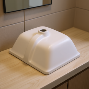 Lavabo Moderno Rettangolare in Ceramica Bianca 18.11 X 12.99 Pollici, Lavandino da Incasso per Bagno - Product Image 2