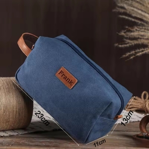 Neceser de Viaje Personalizado - Bolsa de Aseo <span class=keywords><strong>para</strong></span> Hombre - Bolsa de Afeitar de Lona con Nombre Personalizado - Estuche de Maquillaje de Gran Capacidad - Product Image 3