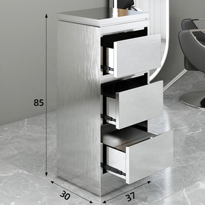 Muebles de Peluquería, Diseño en Acero Inoxidable, Carrito Auxiliar con Ruedas y Cajones para Salón de Belleza y Peluquería - Product Image 4