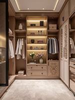 Meubles de chambre à coucher au design moderne et luxueux, dressing sur mesure, armoire en bois