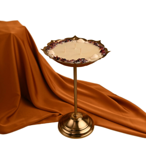 Support de bougie chauffe-plat en métal doré en forme de fleur de lotus, fait main, durable, centre de table floral pour la maison et les anniversaires - Product Image 2