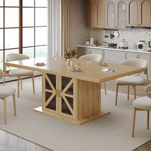 <span class=keywords><strong>2025</strong></span> Thiết Kế Mới Mộc Mạc Trang Trại Mộc Mạc Gỗ Sồi Bữa Ăn Tối Bàn Ăn Với Lưu Trữ Lớn Cơ Sở Tủ - Product Image 4