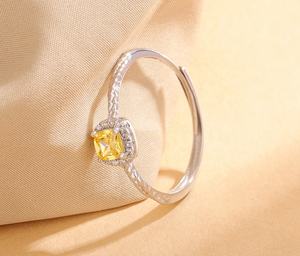 Anillos de Compromiso y Boda de Plata 925 con Gema Amarilla para Mujer, Joyería de Moda - Product Image 3