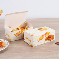Boîte à emporter personnalisée en papier imitation bois pour poulet frit, frites, restauration rapide, livraison, traiteur, fête