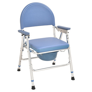 <b>Portable</b> <b>Commode</b> Chair Aluminum Alloy Folding With Seat Cushion For Elderly Home Use - Product Image 1