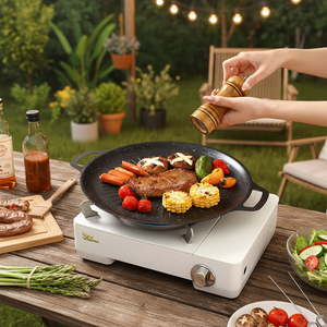 <span class=keywords><strong>Plaque</strong></span> <span class=keywords><strong>de</strong></span> <span class=keywords><strong>barbecue</strong></span> ronde <span class=keywords><strong>en</strong></span> acier au carbone <span class=keywords><strong>pour</strong></span> cuisinière à induction, facile à nettoyer, durable, portable, <span class=keywords><strong>pour</strong></span> le camping <span class=keywords><strong>en</strong></span> plein air - Product Image 1