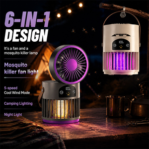 <span class=keywords><strong>Lampe</strong></span> <span class=keywords><strong>anti</strong></span>-moustiques LED 6-en-1 avec ventilateur, 5 vitesses, rechargeable par USB, tue-insectes portable, lanterne de <span class=keywords><strong>camping</strong></span> extérieure pour la maison et le bureau - Product Image 1