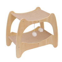 Arbre à chat double niveau Winners avec lit et griffoir tout-en-un, en bois durable, anti-déchirure, multi-niveaux, style épuré, grande taille
