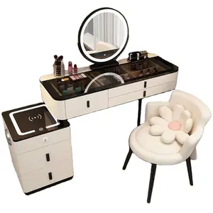 МДФ белый туалетный столик для макияжа с зеркалом и ящиками табурета для хранения МДФ современная мебель для спальни