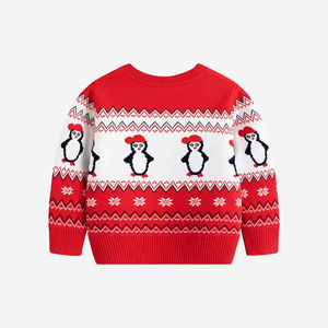 Pulls à col rond pour enfants, garçons et filles, en tricot élastique, à motifs de dessins animés d'automne, d'hiver et de Noël - Product Image 2