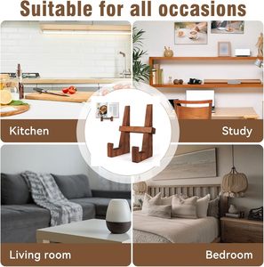 Kochbuchständer aus Kiefernholz, Rezepthalter für die Küchentheke, Tablet- und Telefonständer, zum Kochen, Lesen, Präsentieren, Heimküchen-Dekoration - Product Image 5