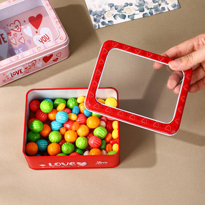 Caja de dulces de hojalata con tapa transparente hermética con diseño de amor para almacenamiento y regalo - Product Image 4